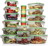 Razab 35 Pc Set Glass Food Storage Containers with Lids - Meal Prep Airtight Bento Boxes BPA - Free 100% Leak Proof (15 lids,15 glass &amp; 5 Plastic Sauce/Dip Containers) - Homesidy.com