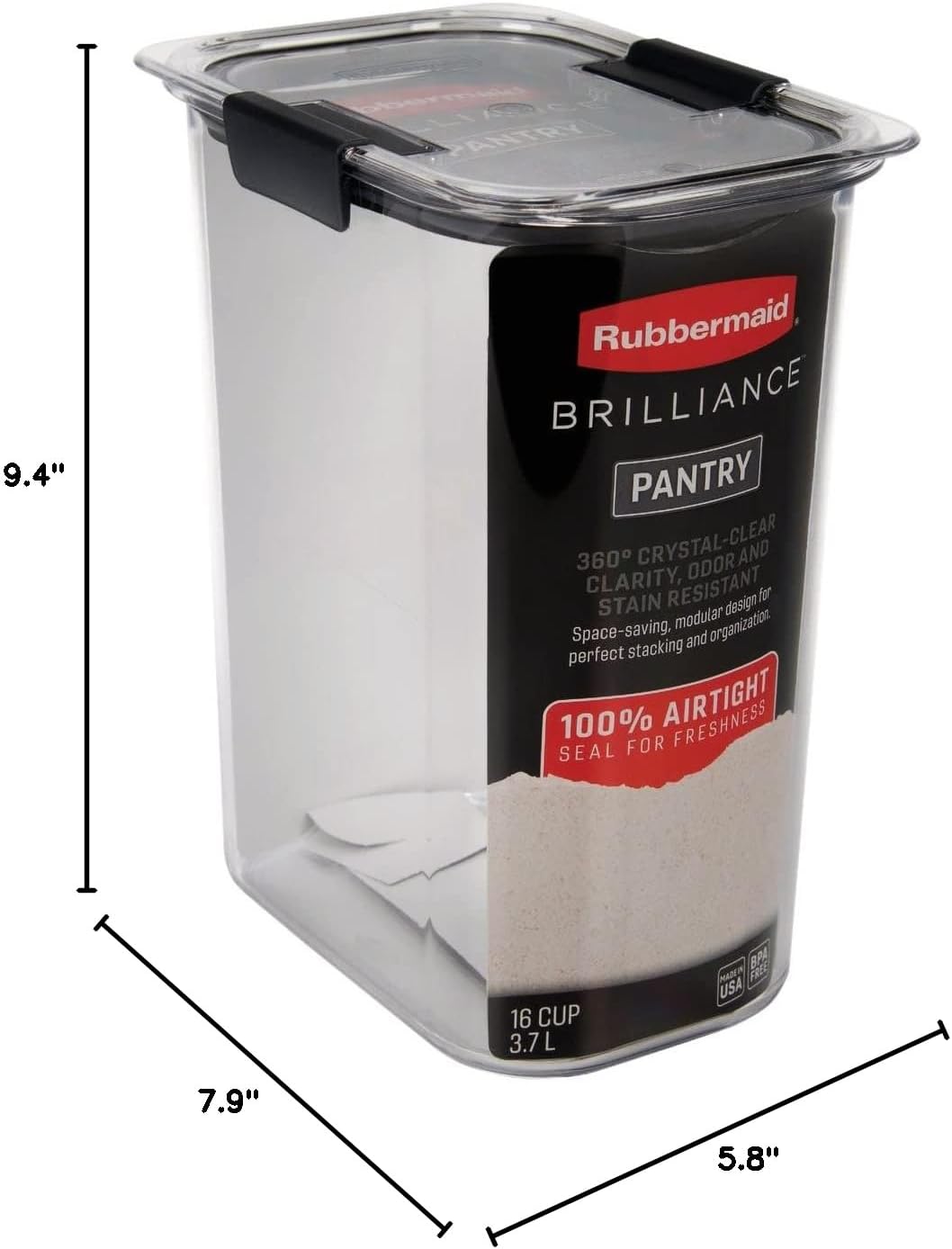 Rubbermaid Brilliance Pantry Airtight Food Storage Container, BPA - Free 7.8 Cup, Ideal for Brown Sugar - Efficient, Leak - Proof and Dishwasher - safe - Homesidy.com