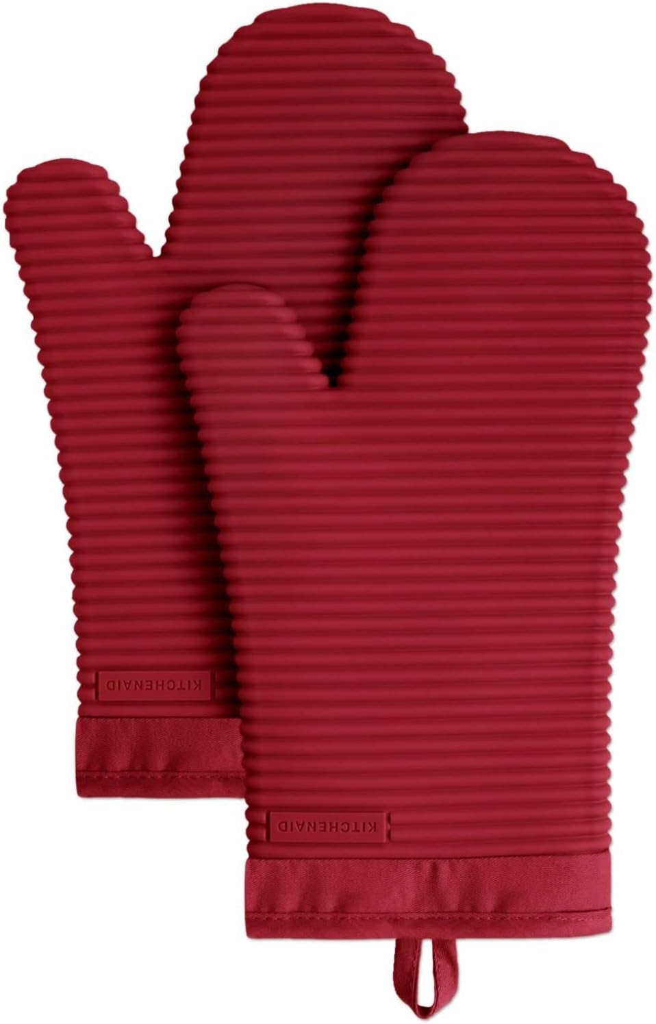 KITCHENAID Ribbed Soft Silicone Oven Mitt 2 - Pack Set, 7.5&34;x13&34;, Milkshake - Homesidy.com