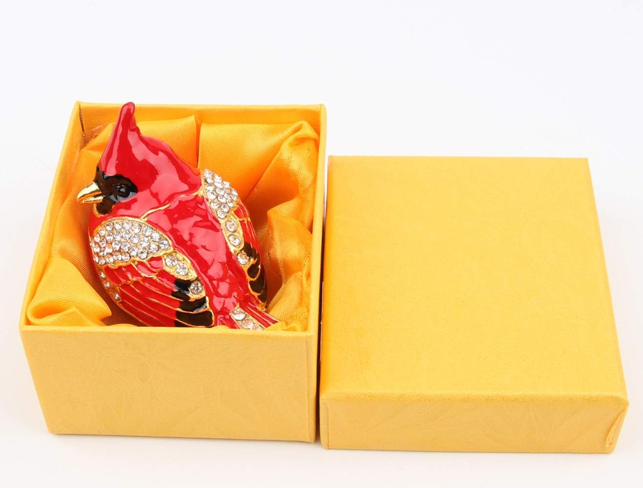 SEVENBEES Cardinal Bird Trinket Box Metal Enameled Animal Figurines Collectable Wedding Jewelry Ring Holder Organizer - Mothers Day Gifts - Homesidy.com