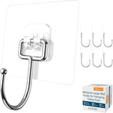 GLUIT Adhesive Wall Hooks for Hanging Heavy Duty 22 lbs Hooks for Walls No Damage, Towel Sticky Clear Hook, Waterproof, Home, Bathroom, Kitchen, Office, and Outdoor 12 Pack - Homesidy.com