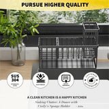 Cisily Kitchen Sink Caddy Organzier with High Brush Holder, Sponge Holder for Sink, 304 Rustproof Stainless, Kitchen Countertop Soap Dispenser Organizer, Kitchen Decor and Accessories - Homesidy.com