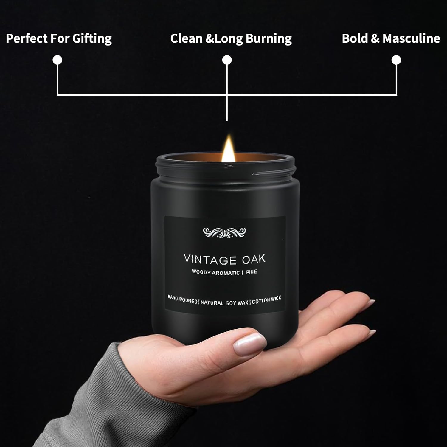 Scented Candle Set, Men Candle Set, Scented Candles for Home, Gifts for Men, 4 Pack Manly Candles Gifts for Mens Scents of Smoke Vanilla/Leather/Oak/Lavender Wood - Homesidy.com