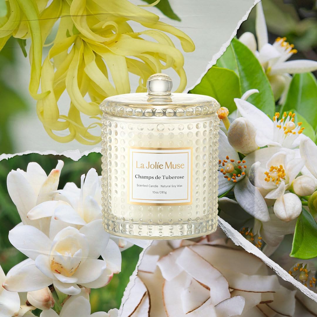 LA JOLIE MUSE Christmas Candle | Ruby Berry Bliss | Mandarin Cranberry &amp; Plum | 10 oz Festive Candle | 55 Hours Clean Burn | Gift for Women &amp; Family - Homesidy.com