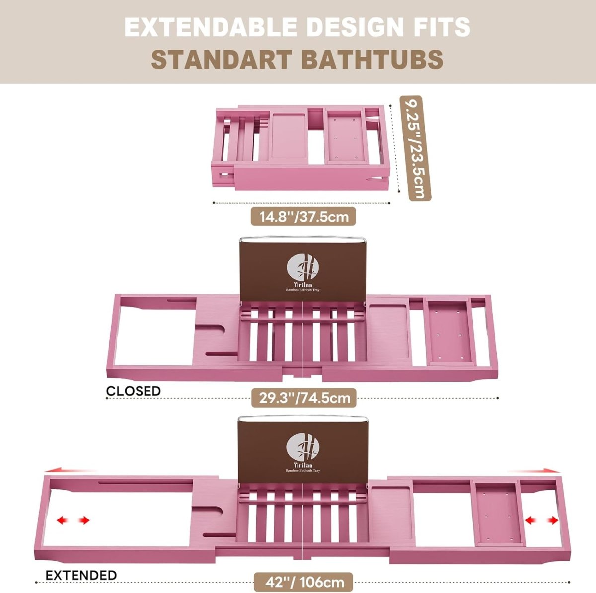 Premium Bathtub Tray Caddy, Expandable Bath Tray, Unique House Warming Gifts, New Home, Anniversary and Wedding Gifts for Couple, Bridal Shower Gift for Women - Homesidy.com