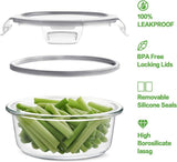 HOMBERKING 24pc Borosilicate Glass Food Storage Containers with Lids, Glass Meal Prep Containers with Leak Proof Snap Lock Lids, Airtight Bento Lunch Boxes, Kitchen Storage (12 lids &amp; 12 Containers) - Homesidy.com