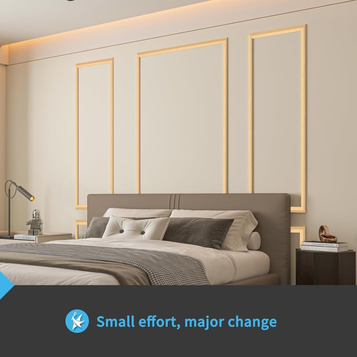 Art3d Pre - Cut Wall Molding Set of 6 pcs, Ready - to - Assemble Wainscoting Panels for Interior Wall Décor Living Room Bedroom Accent Wall - Installed with Glue, 3 Top 3 Bottom - Homesidy.com