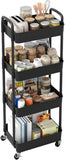 Sywhitta 3 - Tier Plastic Rolling Utility Cart with Handle, Multi - Functional Storage Trolley for Office, Living Room, Kitchen, Movable Storage Organizer with Wheels, White - Homesidy.com