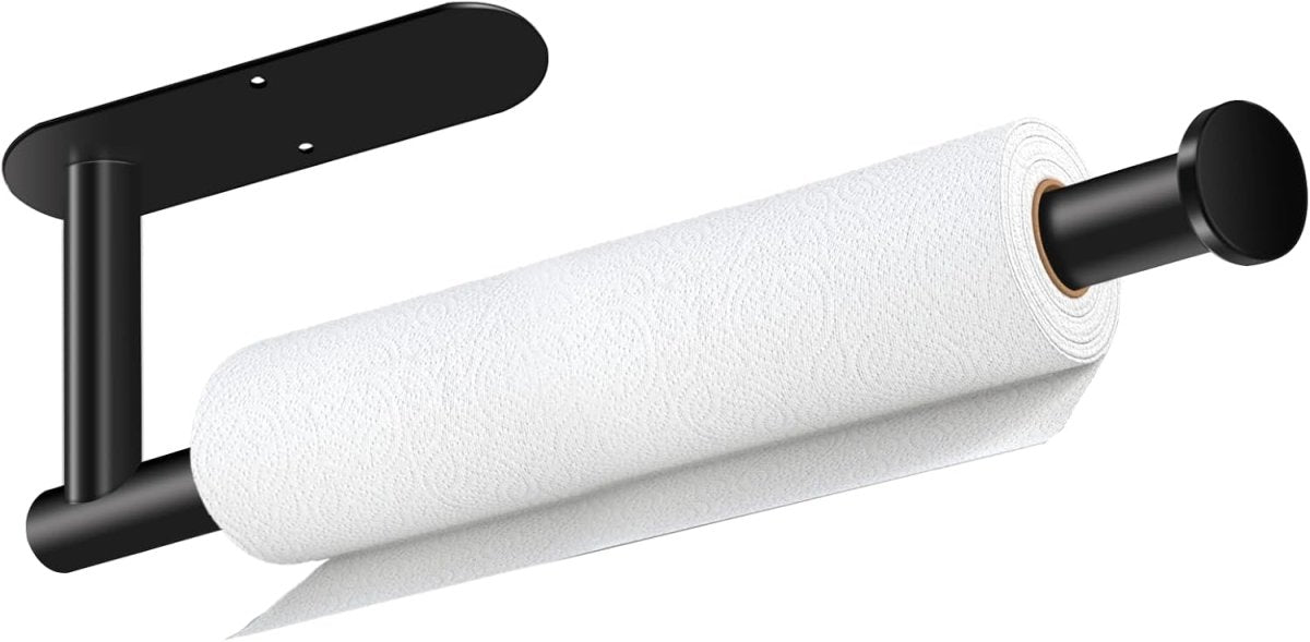Paper Towel Holder, Self Adhesive or Drilling Paper Towel Holder Under Cabinet, Stainless Steel Black Paper Towel Holders Wall Mount for Kitchen, Bathroom, Sink, Pantry, Fridge - Homesidy.com