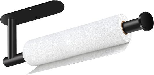 Paper Towel Holder, Self Adhesive or Drilling Paper Towel Holder Under Cabinet, Stainless Steel Black Paper Towel Holders Wall Mount for Kitchen, Bathroom, Sink, Pantry, Fridge - Homesidy.com
