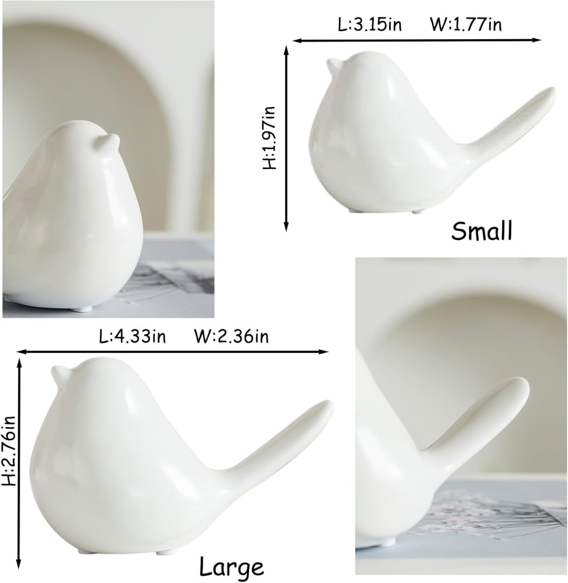 GJFASGF Small Animal Statues, White Bird Figurines Home Decor, Modern Home Decorative, Ceramic Decor for Office Desktop, Bookshelf, Bedroom, Living Room, Cabinets (White 2 Pcs) - Homesidy.com