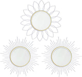 3 Pack Metal Mirrors for Wall Sunburst Wall Mirrors Home Décor Decorative Hanging Wall Art for Living Room Bedroom Entryway (Gold, Flower Sunburst) - Homesidy.com