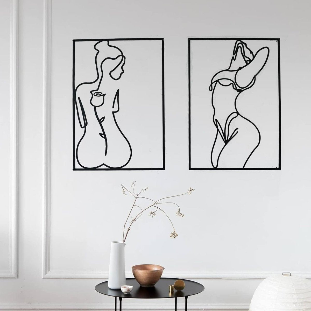 Glamativity 4 Pack Gold Wall Art Decor, Minimalist Single Line Real Metal Wall Art, Womans Body Shape Abstract Wall Art (Gold Classic Style, 17 x 11.8) - Homesidy.com