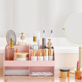 Makeup Organizer with Drawers, Cosmetic Storage for Dresser Vanity and Bathroom Countertop, Beauty Holder for Lipstick Brush, Skincare Organizer for Vanity, Cosmetic Display Case (White) - Homesidy.com
