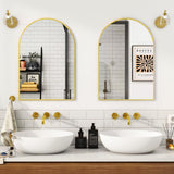 VooBang Arched Wall Mirror, 30 x 38 inch Arch Bathroom Mirror, Wall Mounted Vanity Mirror with Arch Metal Frame, Modern Bathroom Vanity Mirror for Bedroom, Living Room, Hanging or Leaning, Black - Homesidy.com