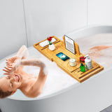 Bathtub Tray Caddy - Bath Tray - Bath Tub Tray Caddy - Bamboo Bath Table Tray for Tub - Expandable Size, Fits Most Tubs - Homesidy.com