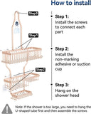 YASONIC Shower Caddy Hanging - Never Rust Shower Organizer - Aluminum Over The Head Caddy with 10 Hooks for Razor/Sponge - Rack with Soap Basket - Silver - Homesidy.com