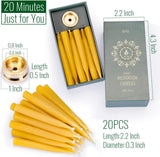 20 Minute Pure Beeswax Candles, Drip - Free Meditation Candles, Mini Taper Candles, Set of 50 Without Brass Candle Holders - Homesidy.com