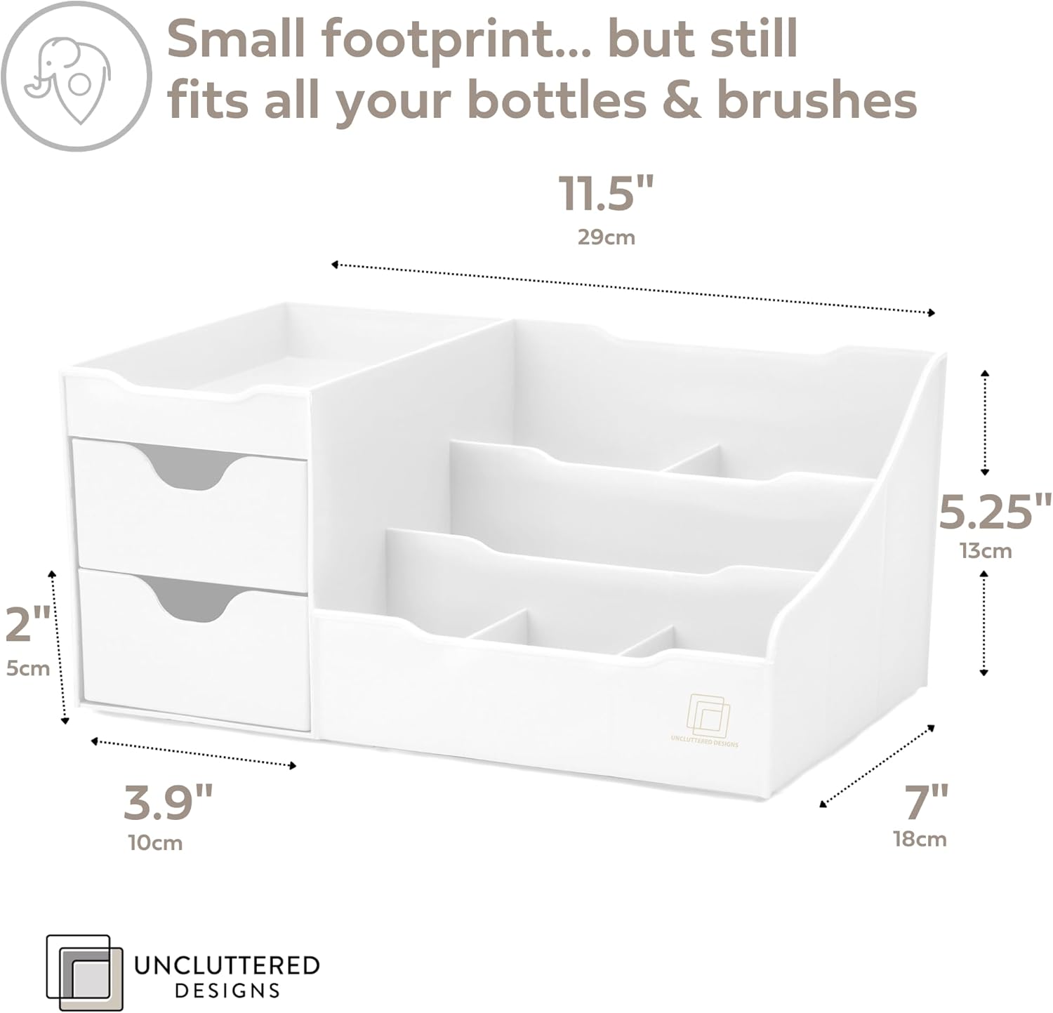 Uncluttered Designs Large Black Vanity Organizer - Countertop Mens Organizer With Drawers for Cologne, Deodorant, Beard, Shaving Lotion, Perfume &amp; Skincare - Perfect for Bathroom &amp; Bedroom Storage - Homesidy.com