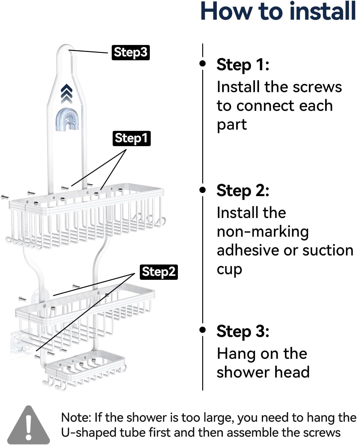 YASONIC Shower Caddy Hanging - Never Rust Shower Organizer - Aluminum Over The Head Caddy with 10 Hooks for Razor/Sponge - Rack with Soap Basket - Silver - Homesidy.com