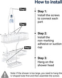 YASONIC Shower Caddy Hanging - Never Rust Shower Organizer - Aluminum Over The Head Caddy with 10 Hooks for Razor/Sponge - Rack with Soap Basket - Silver - Homesidy.com