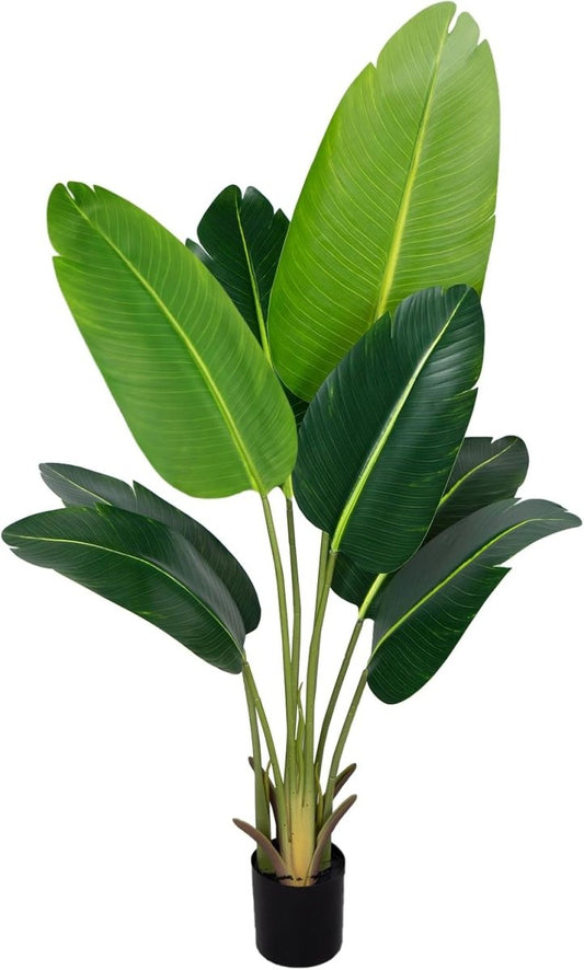 Artificial Bird of Paradise Plant 7Ft Fake Tropical Palm Tree with 17Trunks Faux Banana Leaf Trees in Pot for Home Indoor Outdoor Office Modern Decor Housewarming - Homesidy.com