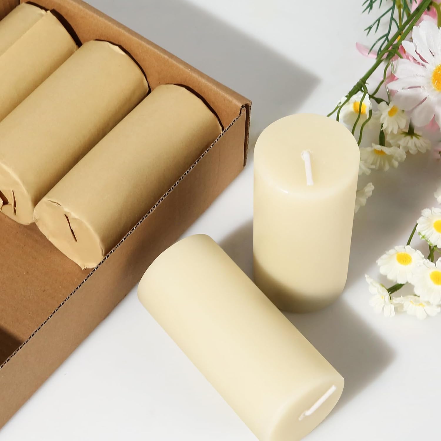 Natural Beeswax Pillar Candles,100% Pure Beeswax Candles - 258 Hours Long Burning,Off - White Unscented Bees Wax Candles for Home,Prayer,Dripless Smokeless Organic Pillar Candles Bulk - 2x4in - 6 Pack - Homesidy.com