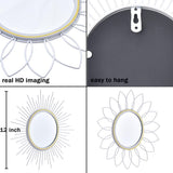 3 Pack Metal Mirrors for Wall Sunburst Wall Mirrors Home Décor Decorative Hanging Wall Art for Living Room Bedroom Entryway (Gold, Flower Sunburst) - Homesidy.com