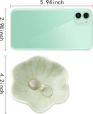 Mecaikru Ceramic Trinket Dish, Ring Tray, Decorative Jewelry Dish for Earrings Necklaces Watch Keys, for Women, White Green - Homesidy.com