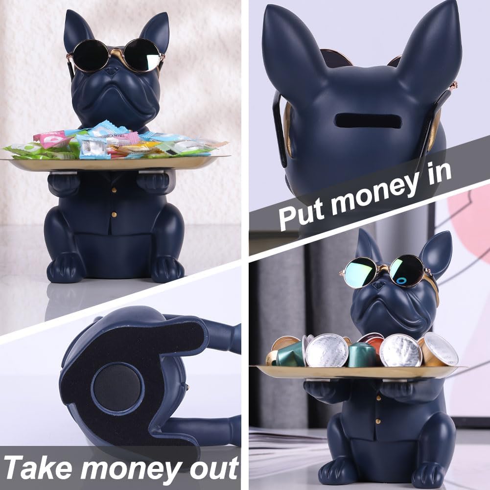 French Bulldog Gifts Statue Tray Organizer for Keys, Candy, Jewelry, Earrings, Entrance Piggy Bank - Modern Decor Resin French Bulldog Decor Entryway Table, Coffee Table, Office Desk, Home Decor - Homesidy.com