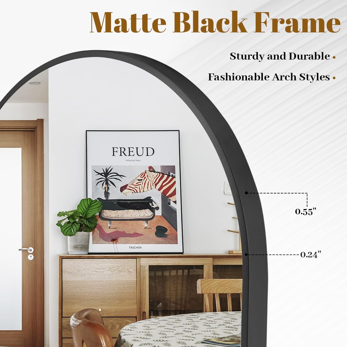 VooBang Arched Wall Mirror, 30 x 38 inch Arch Bathroom Mirror, Wall Mounted Vanity Mirror with Arch Metal Frame, Modern Bathroom Vanity Mirror for Bedroom, Living Room, Hanging or Leaning, Black - Homesidy.com