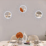 3 Pack Metal Mirrors for Wall Sunburst Wall Mirrors Home Décor Decorative Hanging Wall Art for Living Room Bedroom Entryway (Gold, Flower Sunburst) - Homesidy.com