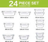 M MCIRCO 24 - Piece Glass Food Storage Containers with Upgraded Snap Locking Lids,Glass Meal Prep Containers Set - Airtight Lunch Containers, Microwave, Oven, Freezer and Dishwasher - Homesidy.com