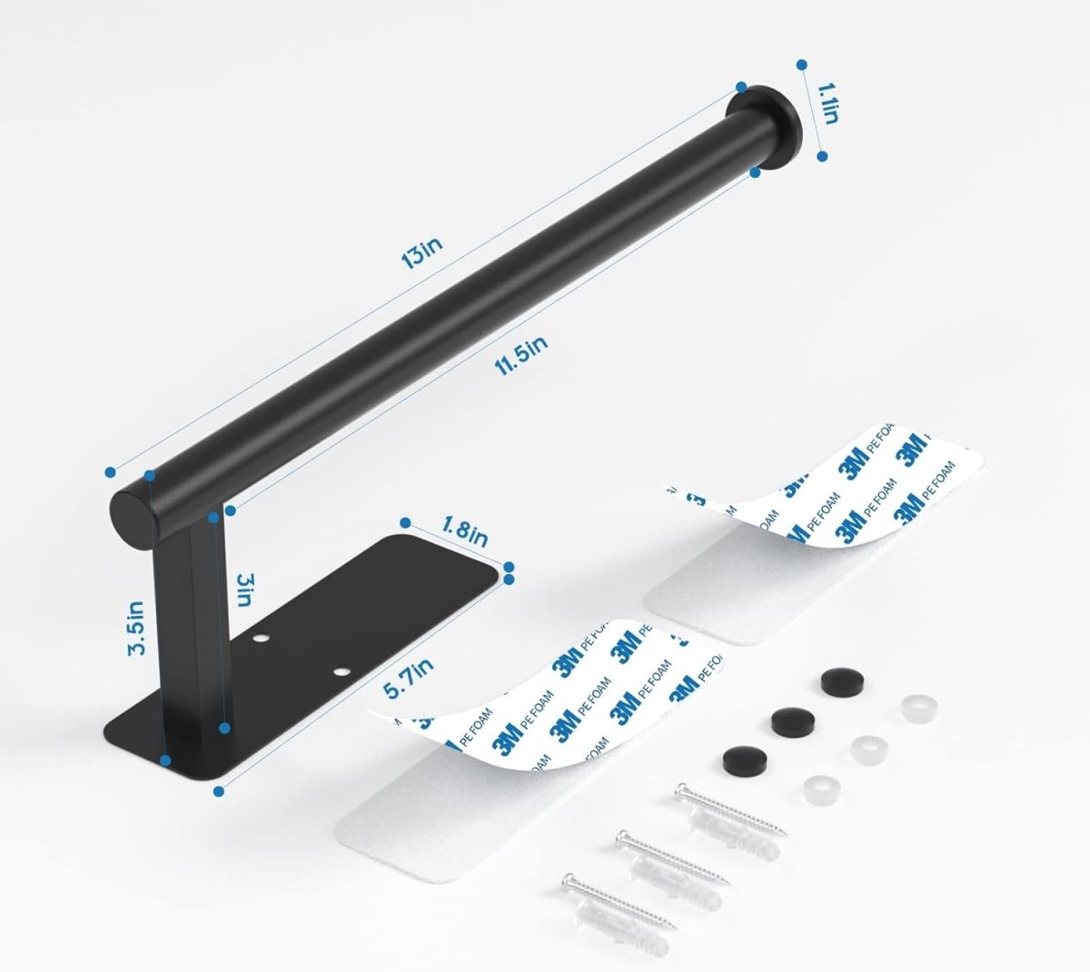 ASTOFLI Paper Towel Holder Under Cabinet No Drilling, Self Adhesive Paper Towel Holder Wall Mount for Kitchen Rack, Under Counter Napin Holder No Drill, 304 Stainless Steel Matte Black - Homesidy.com