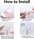 Adhesive Hooks for Hanging Heavy Duty Wall Hooks Self Adhesive Towel Coat Hooks Waterproof Transparent Hook for Bathroom Shower Kitchen Keys Door Outdoor Home Improvement Utility Hook 12 Pack - Homesidy.com