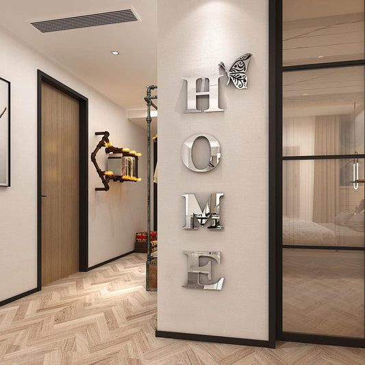 Doeean Home Wall Decor Letter Signs Acrylic Mirror Wall Stickers Decorations for Living Room Bedroom Home Decor Wall Decals (Silver, 47.2 X 15.3IN) - Homesidy.com