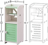 AOJEZOR Toilet Paper Holder Stand: No Drill PVC Small Bathroom Cabinet for Apartment Dwellers - Rental Deposit Protection - Small Space Storage Saving - Homesidy.com