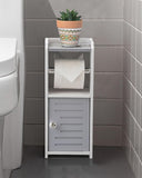 AOJEZOR Toilet Paper Holder Stand: No Drill PVC Small Bathroom Cabinet for Apartment Dwellers - Rental Deposit Protection - Small Space Storage Saving - Homesidy.com