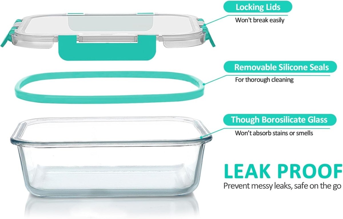 [8 - Pack,30 oz]Glass Meal Prep Containers,Glass Food Storage Containers,Airtight lunch Containers with Lids, Microwave, Oven, Freezer and Dishwasher - Homesidy.com