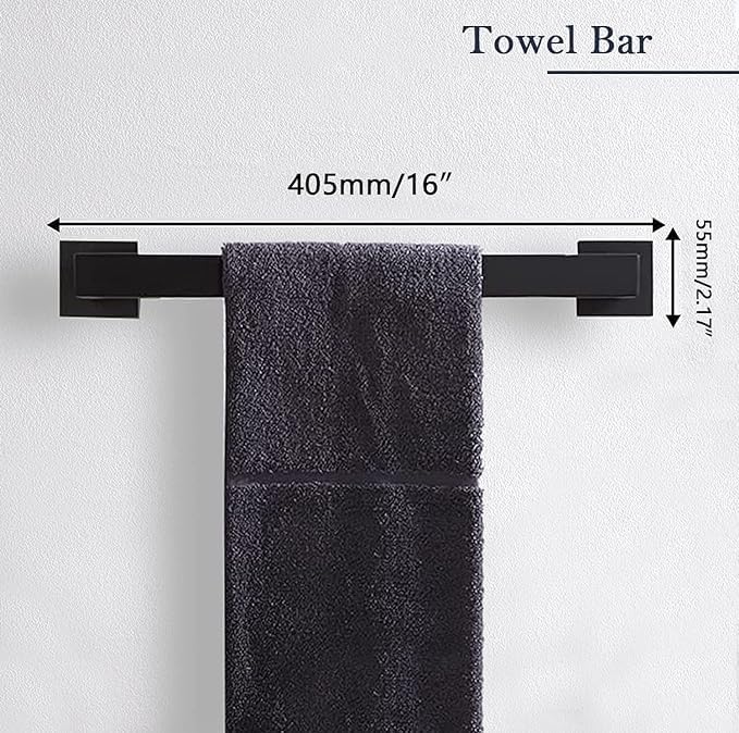 5 - Pieces Matte Black Bathroom Hardware Accessories Set, SUS304 Stainless Steel Bath Towel Bar Set, Towel Racks for Bathroom Wall Mounted. - Homesidy.com