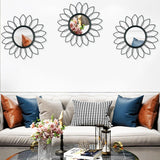 3 Pack Metal Mirrors for Wall Sunburst Wall Mirrors Home Décor Decorative Hanging Wall Art for Living Room Bedroom Entryway (Gold, Flower Sunburst) - Homesidy.com