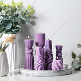 Threlaco 6 Pcs Pillar Candles Modern Aesthetic Ribbed Decorative Candle Set Cute Soy Wax Scented Ribbed Decor for Home(White,2.36 - 6.89 Inch) - Homesidy.com