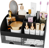 Makeup Organizer with Drawers, Cosmetic Storage for Dresser Vanity and Bathroom Countertop, Beauty Holder for Lipstick Brush, Skincare Organizer for Vanity, Cosmetic Display Case (White) - Homesidy.com