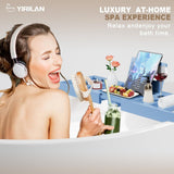 Premium Bathtub Tray Caddy, Expandable Bath Tray, Unique House Warming Gifts, New Home, Anniversary and Wedding Gifts for Couple, Bridal Shower Gift for Women - Homesidy.com