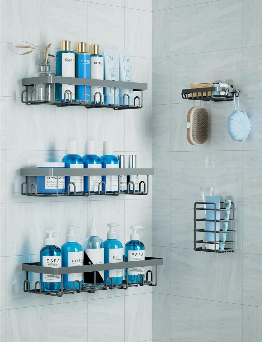 GVY Shower Caddy 5 Pack, Adhesive Shower Organizer Bathroom Shelves,Rustproof Bathroom Organizers and Storage for Home Decor, No Drilling Shower Shelves for Apartment Essentials - Homesidy.com