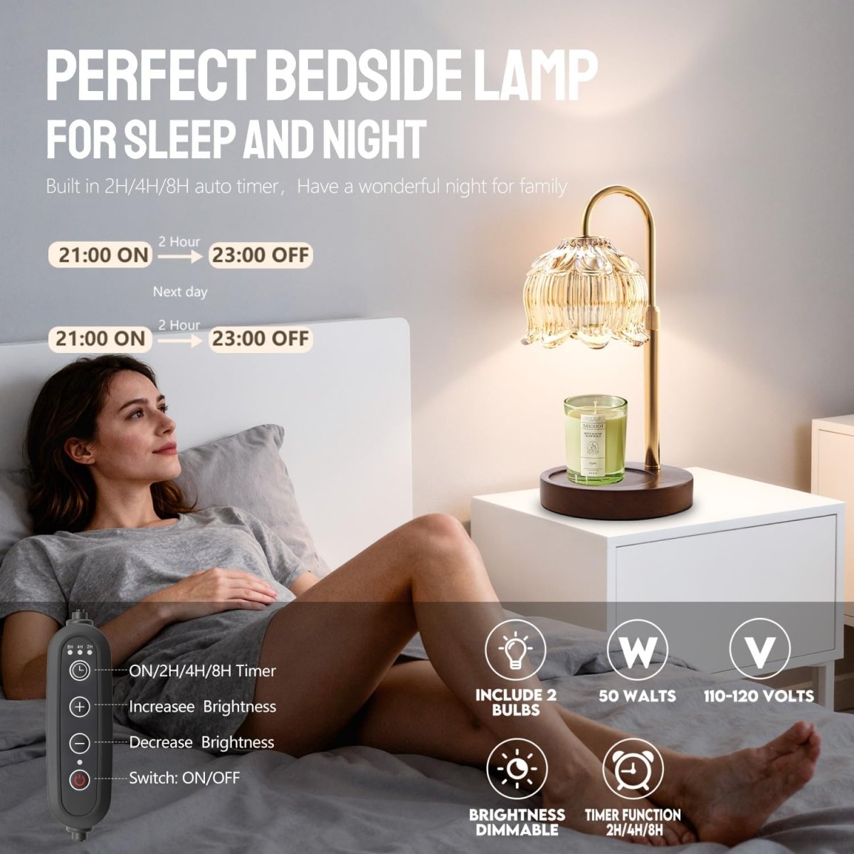 GEEZO Fragrance Candle Warmer Lamp，Electric Candle Warmer with Timer &amp; Dimmer，Mom Christmas Birthday Gifts for Women, House Warming Gifts New Home Bedroom Decor - Homesidy.com