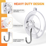 KORCCI Suction Cup Hooks 12Pack - Max Load 10LB, 1.77Inch Clear Medium Suction Cups, No Trace, Reusable &amp; Removable, Stainless Steel Hooks, for Tile, Glass, Window, Shower, Kitchen, Bathroom - Homesidy.com