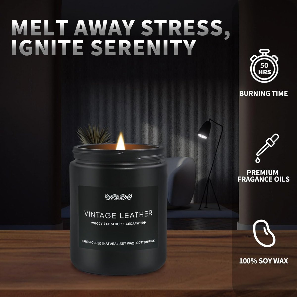 Scented Candle Set, Men Candle Set, Scented Candles for Home, Gifts for Men, 4 Pack Manly Candles Gifts for Mens Scents of Smoke Vanilla/Leather/Oak/Lavender Wood - Homesidy.com