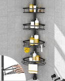 SEIRIONE Rustproof Shower Corner Caddy Organizer for Bathroom, 4 Adjustable Shelves with Tension Pole, for Bathtub Shampoo Accessories Storage Holder, 34 to 116 Inch Height - Homesidy.com