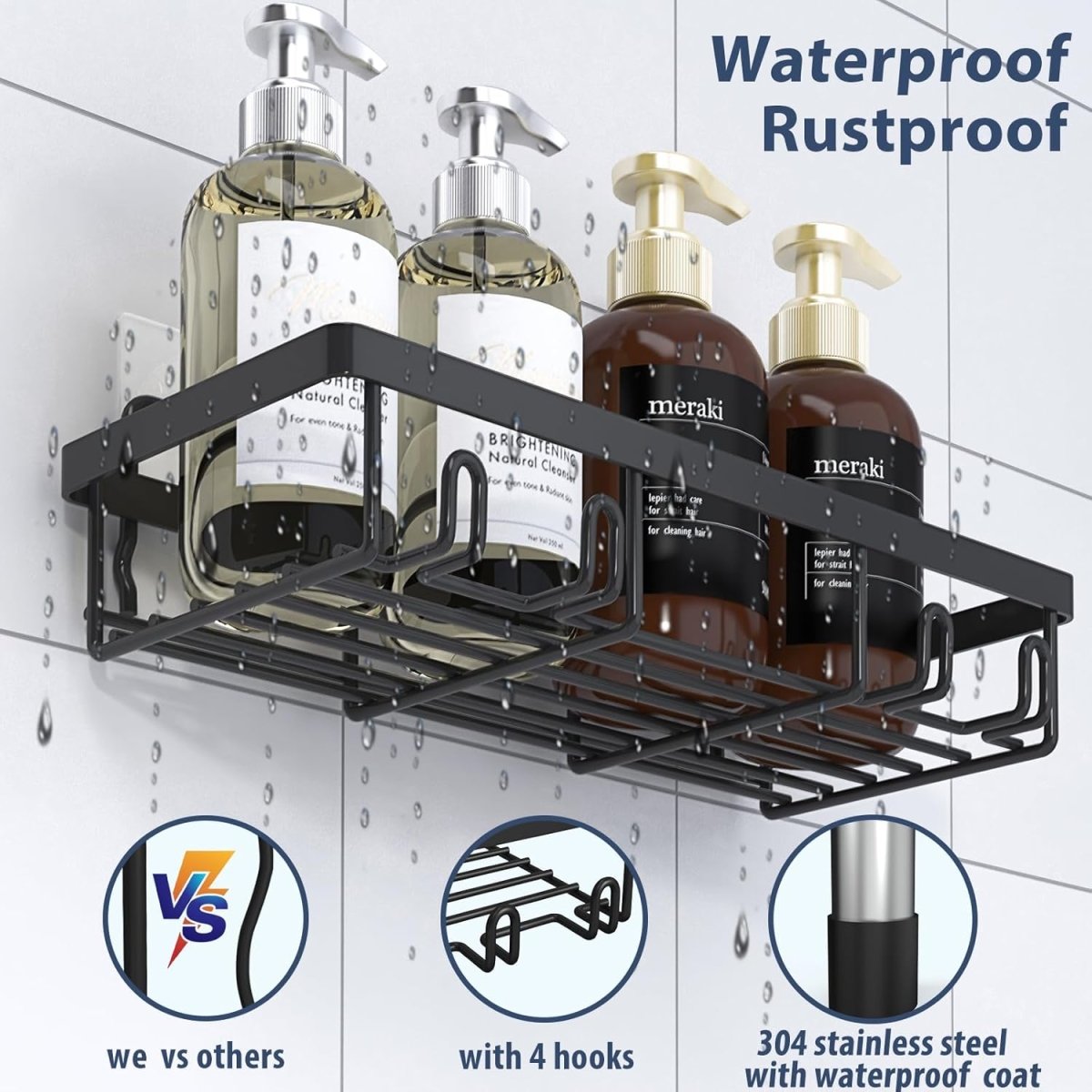 Liuoud 5 Pack Shower Caddy Organizer Rack Shelf for Inside Shower, Adhesive Bathroom Wall Storage Basket Rustproof Stainless Steel Shampoo Holder, Girly Bathroom Accessory Decor Set, Pink - Homesidy.com